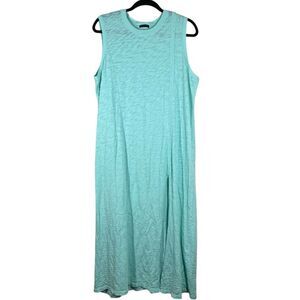 ATM Anthony Thomas Melillo Slub Cotton Muscle Maxi Tank Dress Aqua Blue XL